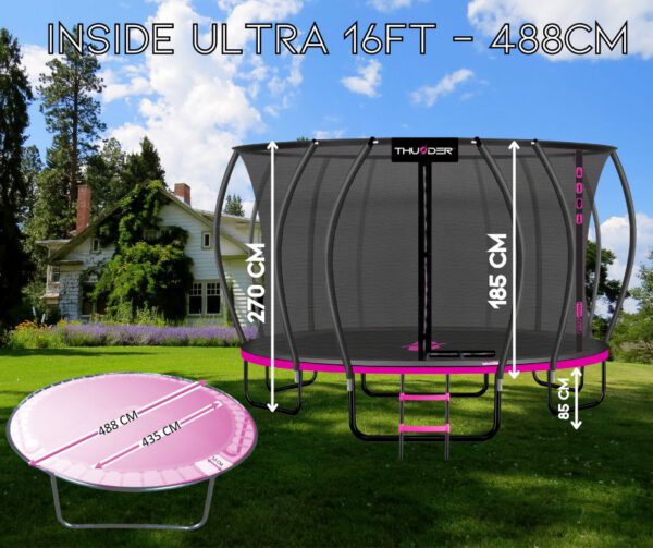 THUNDER OUTDOOR - INSIDE ULTRA 16 FT, PINK - BELSŐ HÁLÓS SPORT TRAMBULIN 488 CM, FEKETE-PINK - Image 2