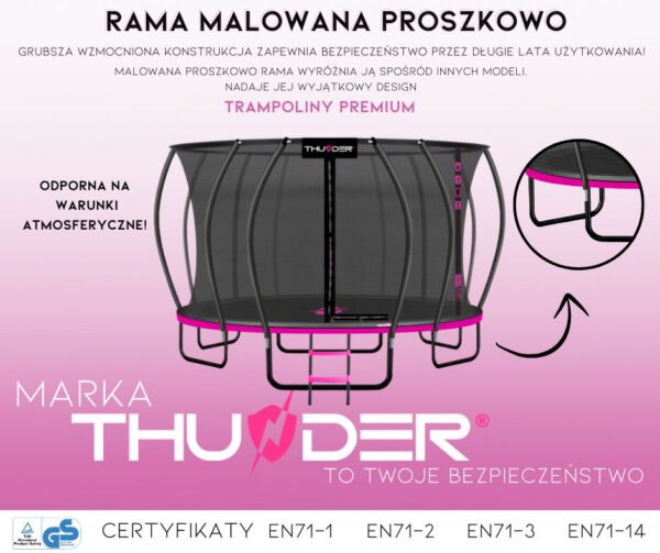 THUNDER OUTDOOR - INSIDE ULTRA 16 FT, PINK - BELSŐ HÁLÓS SPORT TRAMBULIN 488 CM, FEKETE-PINK - Image 3