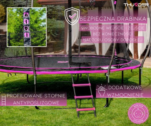 THUNDER OUTDOOR - INSIDE ULTRA 16 FT, PINK - BELSŐ HÁLÓS SPORT TRAMBULIN 488 CM, FEKETE-PINK - Image 4