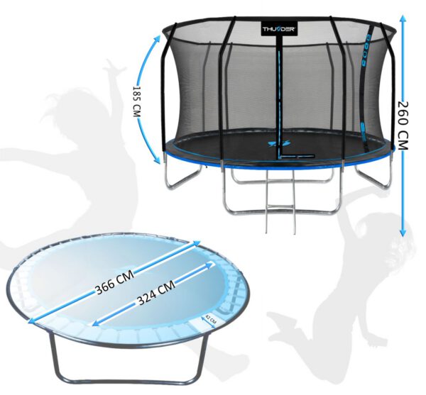 THUNDER OUTDOOR - INSIDE ELITE 12 FT, BLUE - BELSŐ HÁLÓS SPORT TRAMBULIN 374 CM, FEKETE-KÉK - Image 2