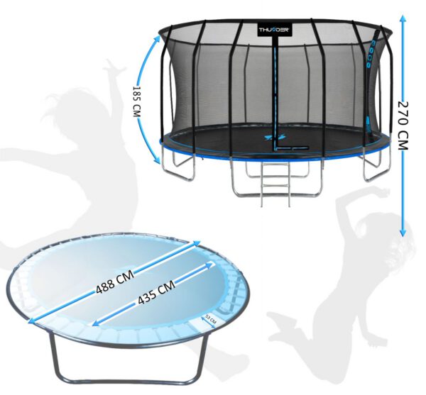 THUNDER OUTDOOR - INSIDE ELITE 16 FT, BLUE - BELSŐ HÁLÓS SPORT TRAMBULIN 488 CM, FEKETE-KÉK - Image 2