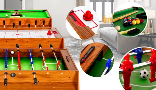 THUNDER - SMART SWIVEL GAME TABLE - 3 AZ 1-BEN FORGATHATÓ BILIÁRD-, CSOCSÓ- ÉS LÉGHOKI ASZTAL - Image 5
