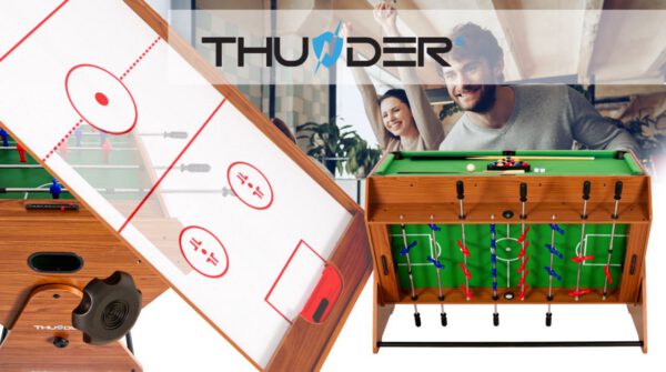 THUNDER - SMART SWIVEL GAME TABLE - 3 AZ 1-BEN FORGATHATÓ BILIÁRD-, CSOCSÓ- ÉS LÉGHOKI ASZTAL - Image 7