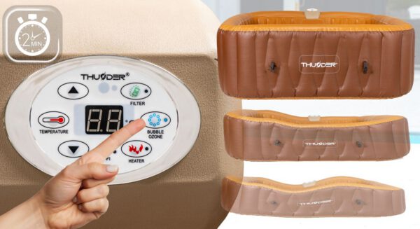 THUNDER - BREVE SPA - VÍZMELEGÍTŐS FELFÚJHATÓ HIDROMASSZÁZS MEDENCE 130 FÚVÓKÁS JACUZZI RENDSZERREL - 185 X 185 X 65 CM - Image 8