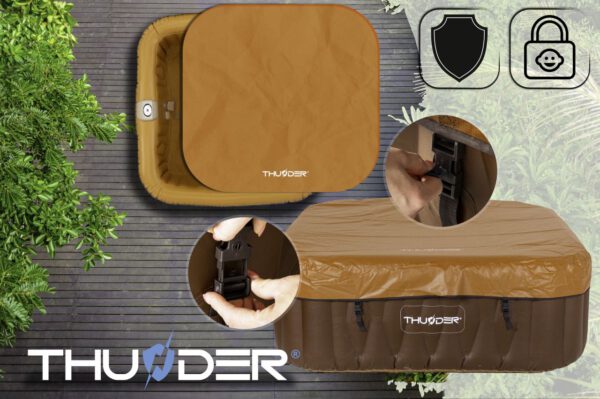 THUNDER - BREVE SPA - VÍZMELEGÍTŐS FELFÚJHATÓ HIDROMASSZÁZS MEDENCE 130 FÚVÓKÁS JACUZZI RENDSZERREL - 185 X 185 X 65 CM - Image 4
