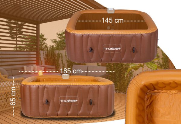 THUNDER - BREVE SPA - VÍZMELEGÍTŐS FELFÚJHATÓ HIDROMASSZÁZS MEDENCE 130 FÚVÓKÁS JACUZZI RENDSZERREL - 185 X 185 X 65 CM - Image 5