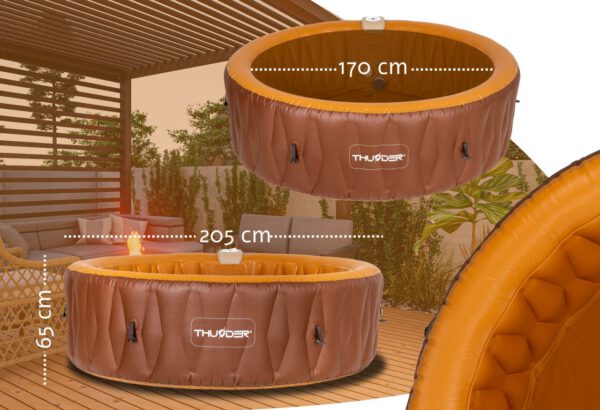 THUNDER - MOCHA SPA - VÍZMELEGÍTŐS FELFÚJHATÓ HIDROMASSZÁZS MEDENCE 130 FÚVÓKÁS JACUZZI RENDSZERREL - 205 X 65 CM - Image 4